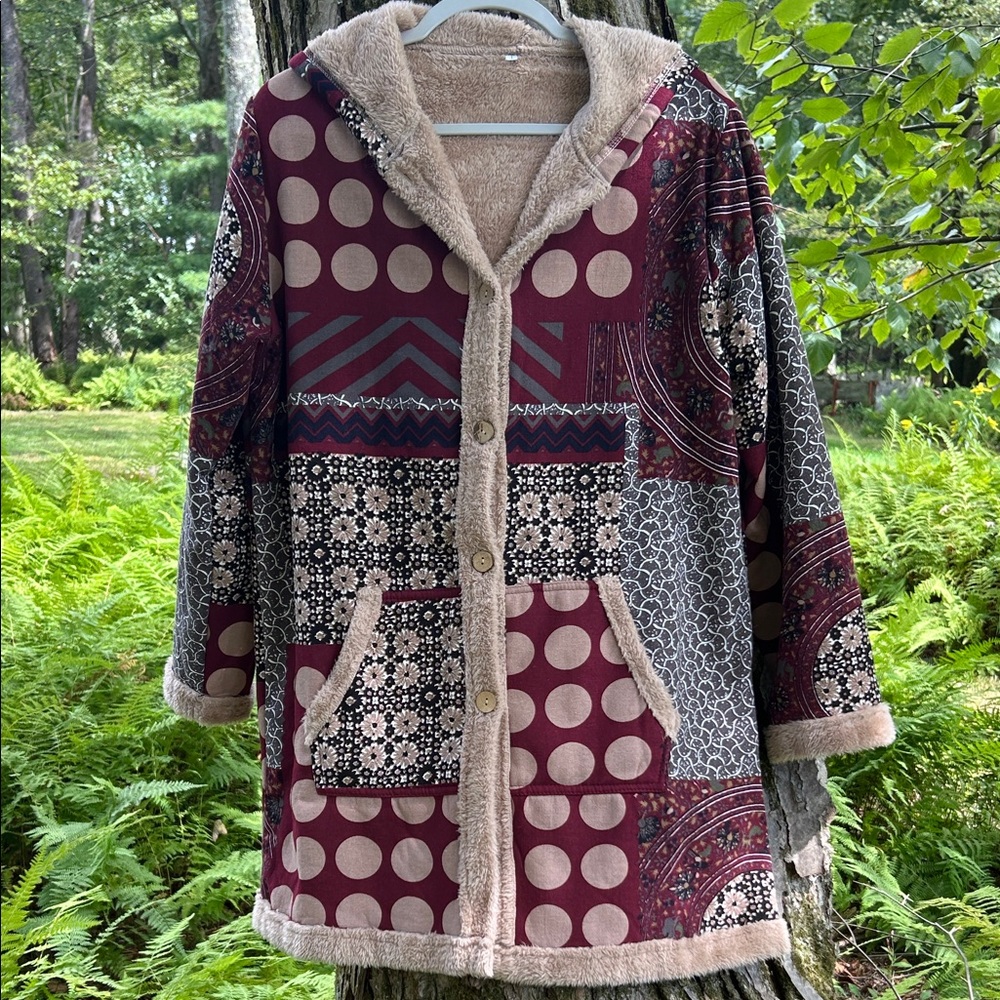 Unique Hooded Coat with Pockets